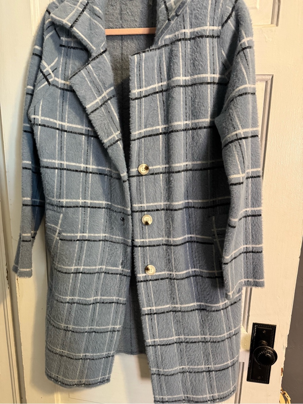 Love Token Light Blue Plaid Peacoat